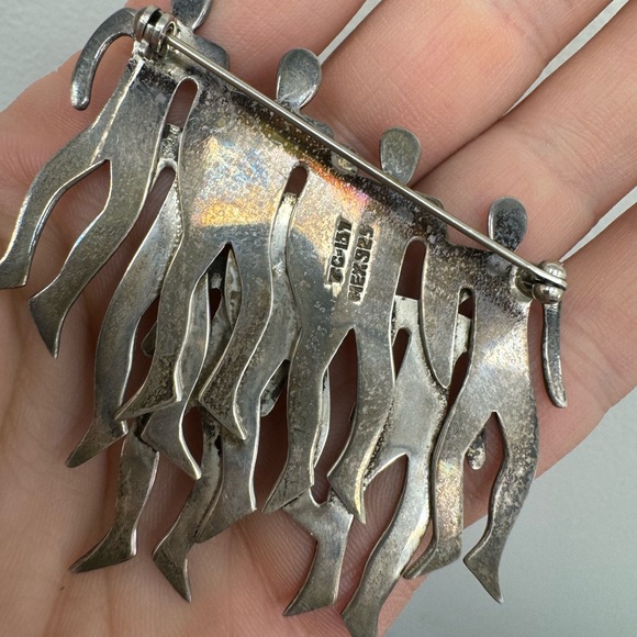 Vintage Mexico Sterling Silver TC-173 Eight Men Brooch / Pin - Picture 4 of 8